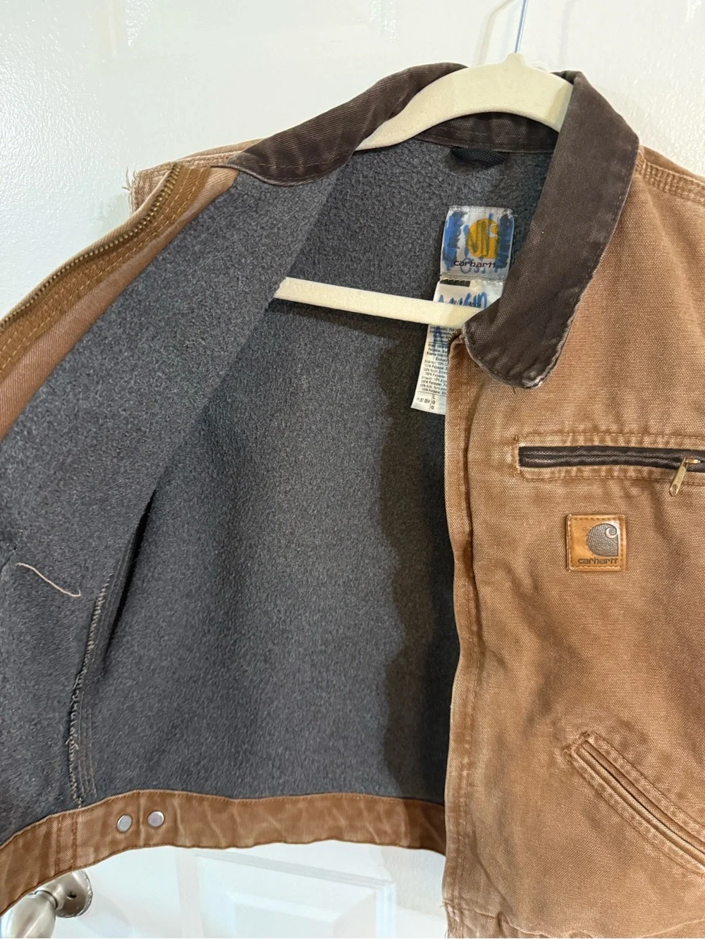 Vintage Carhartt YYJ97 BRN Detroit Jacket Vest Brown Distressed Youth L 10/12